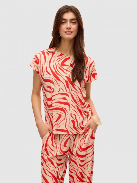 T-Shirt Mulher Vmpoet Ss Top Jrs Ga Boo Vero Moda