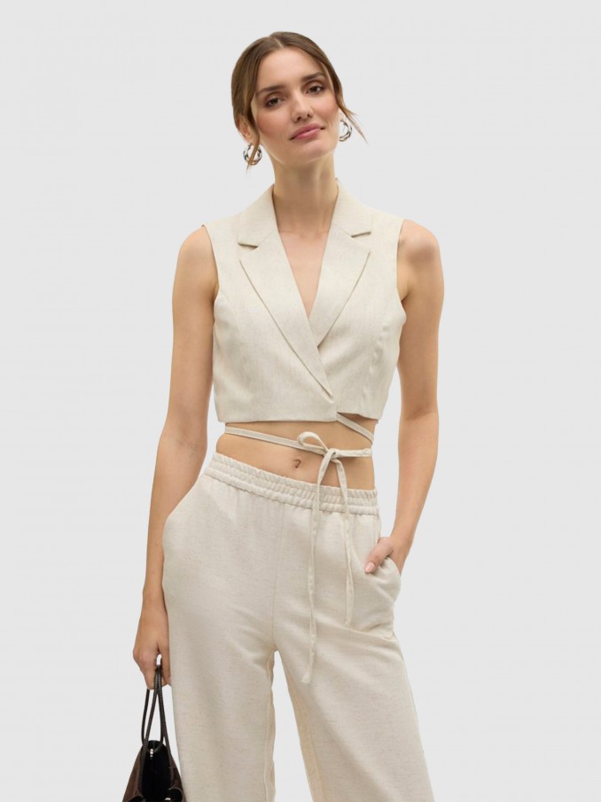 Tops Mulher Vmsoffie Sl Crop String Vest Vero Moda
