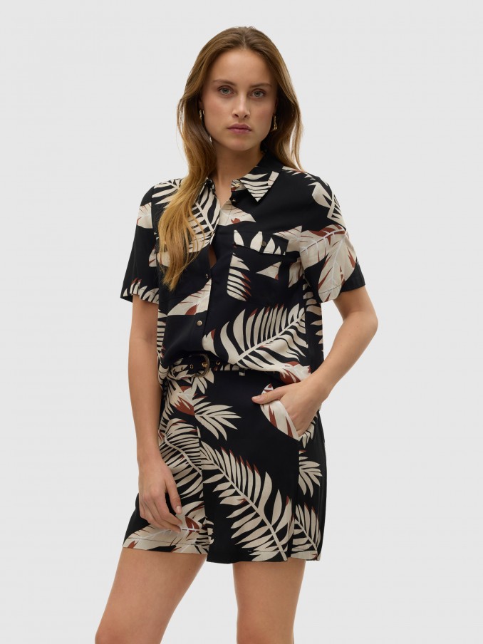 Camisa Mulher Vmeasy Joy Gold Ss Shirt Wvn Ga Vero Moda