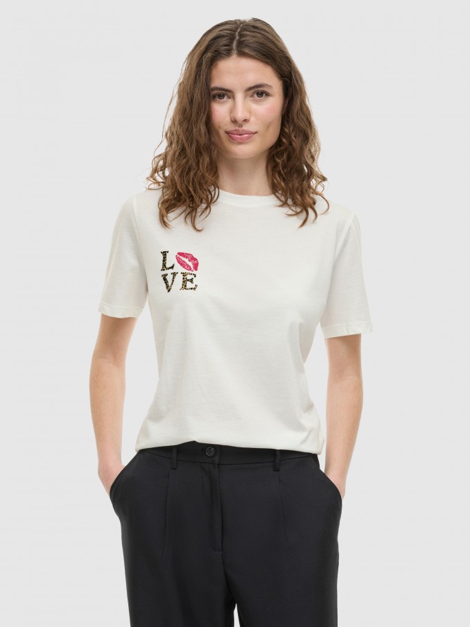 T-Shirt Mulher Visybil Leo Kiss S/s T-Shirt/lc Vila