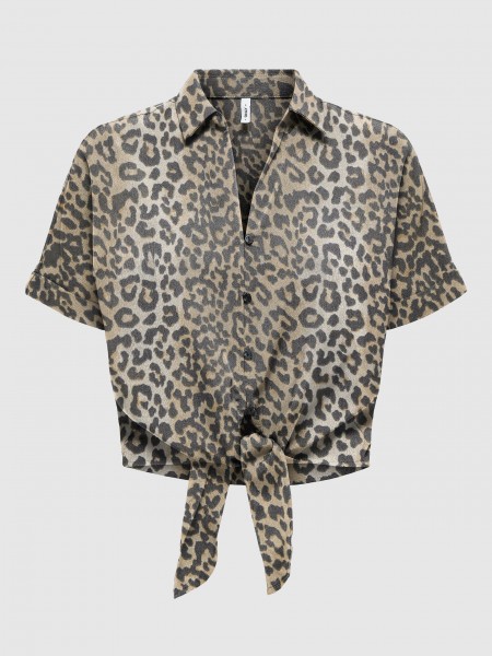 Blusa Mulher Onlnova Life Vis S/s Knot Shirt Aop Only