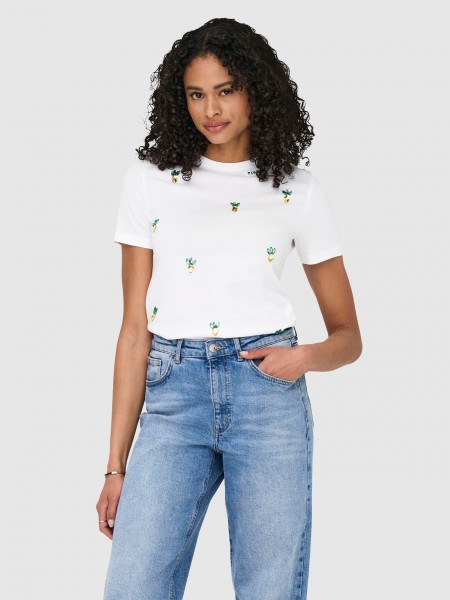 Camiseta Mujer Crema Only