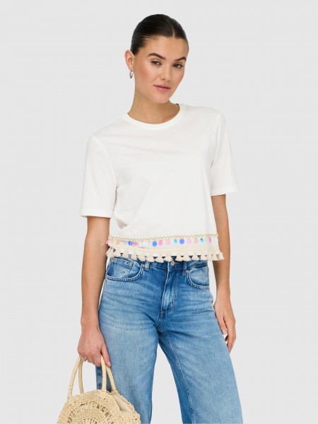Camiseta Mujer Crema Only