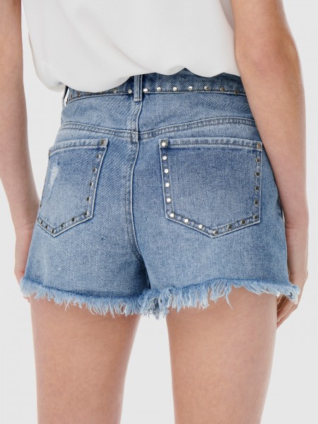 Calcao Mulher Onlpacy Hw Studded Dnm Shorts Bj Only