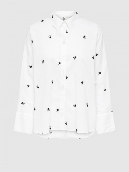 Camisa Mulher Onlnew Lina Grace Ls Emb Shirt Noos Wvn Only