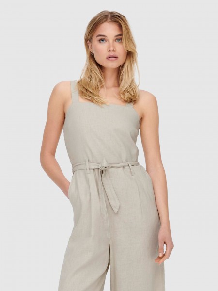 Macacao Mulher Onlcanyon-Caro Linen Blend Jumpsuit Pnt Only