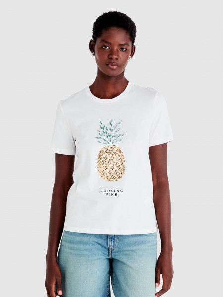 T-Shirt Mulher Onlkita Life Reg S/s Pineapple Top Jrs Only