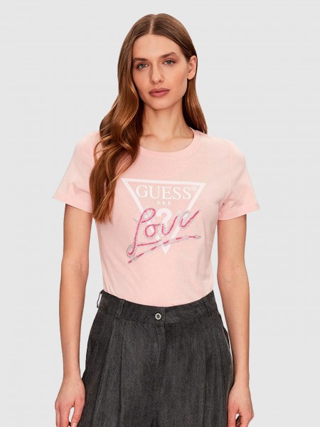 Camiseta Mujer Rosa Guess
