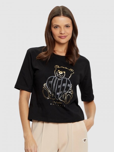 T-Shirt Mulher Rhinestone Guess Activewear