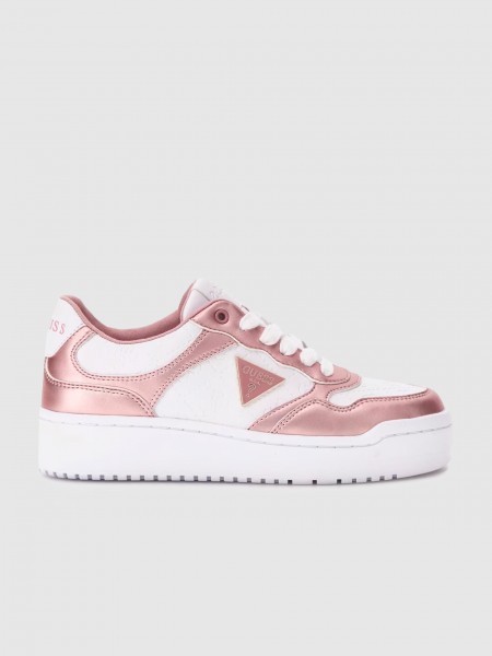 Tenis Mujer Blanco Con Rosa Guess