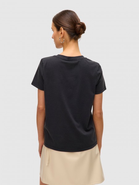 Camiseta Mujer Negro Con Oro Vero Moda Camiseta Mujer Negro Con Oro Vero Moda
