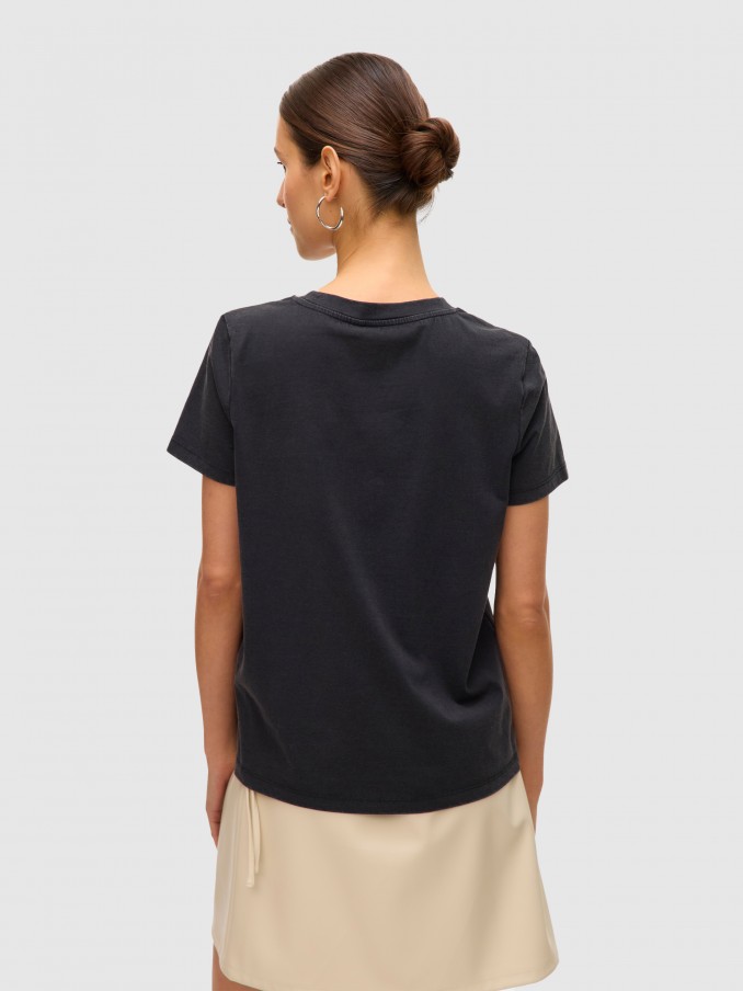 T-Shirt Woman Black With Gold Vero Moda