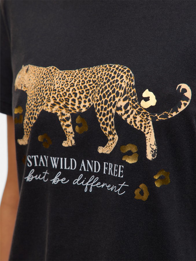 T-Shirt Woman Black With Gold Vero Moda