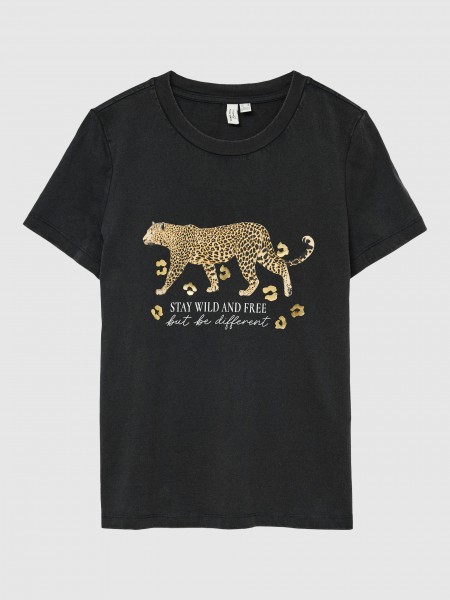 Camiseta Mujer Negro Con Oro Vero Moda Camiseta Mujer Negro Con Oro Vero Moda
