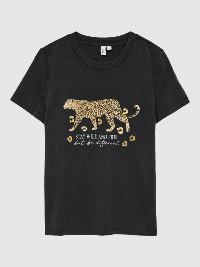 T-Shirt Woman Black With Gold Vero Moda