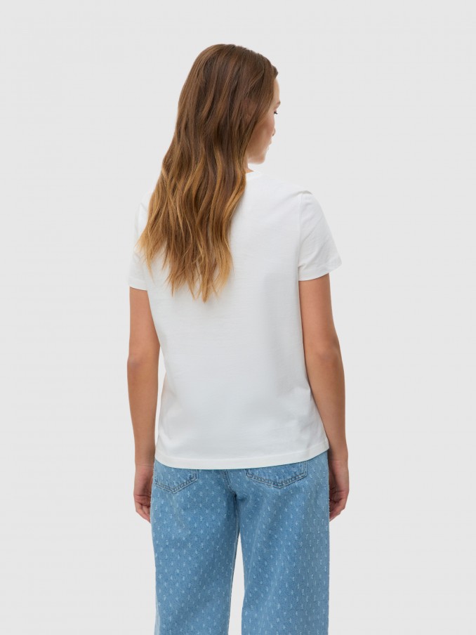 T-Shirt Woman White W / Red Vero Moda