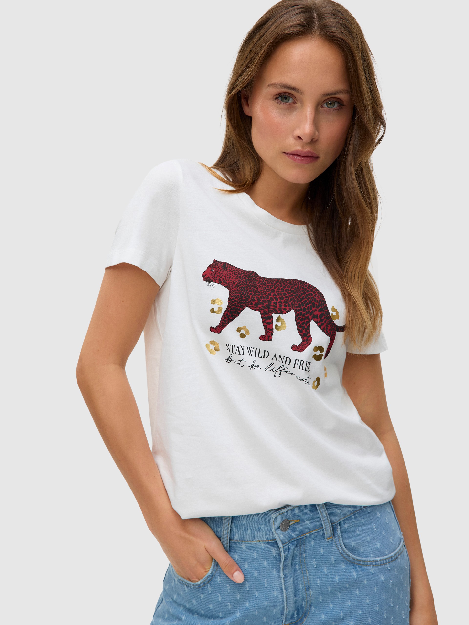 T-Shirt Woman White W / Red Vero Moda