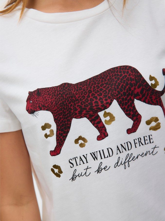 T-Shirt Woman White W / Red Vero Moda