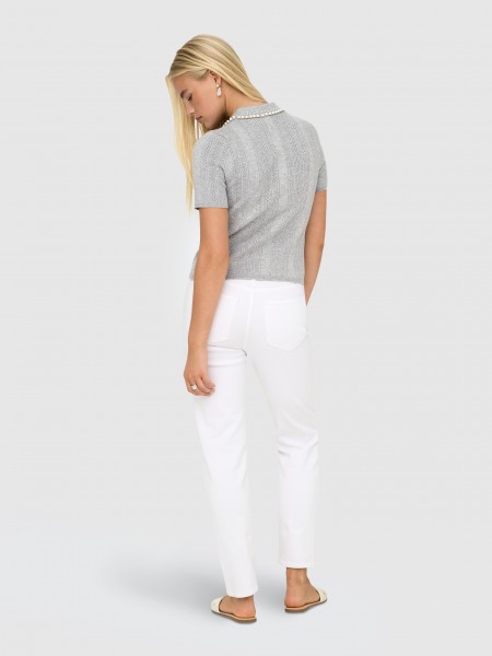 Polo Shirt Woman Light Gray Only