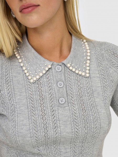 Polo Shirt Woman Light Gray Only