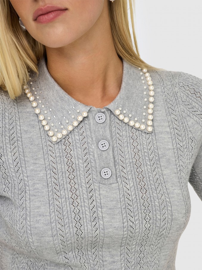 Polo Shirt Woman Light Gray Only