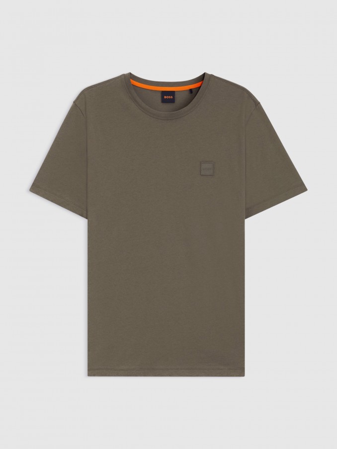 T-Shirt Man Green Boss Orange