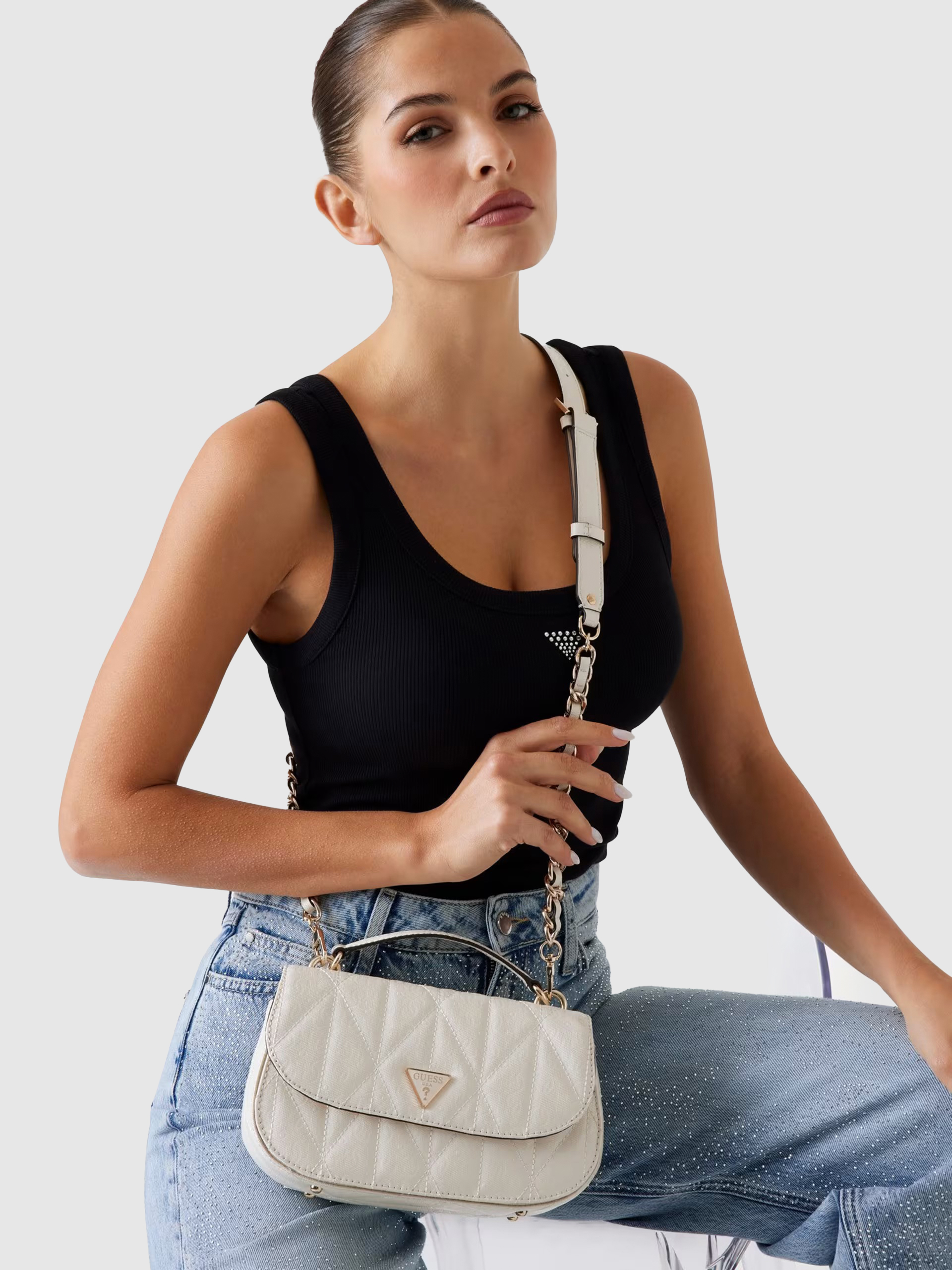 Handbag Woman Cream Guess