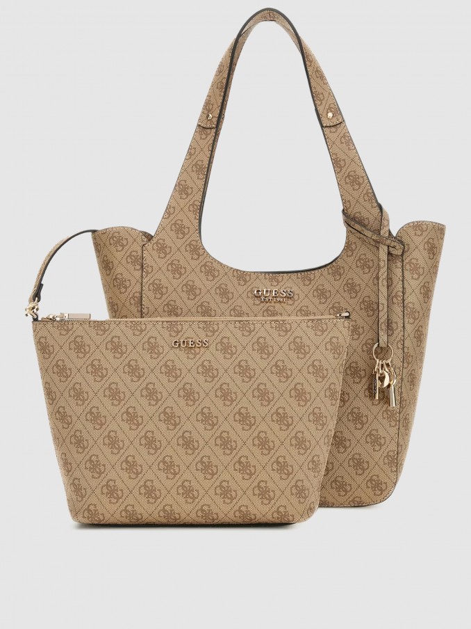 Bolsos de Mano Mujer Beige Guess