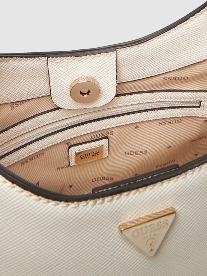 Bolsos de Hombro Mujer Crema Guess