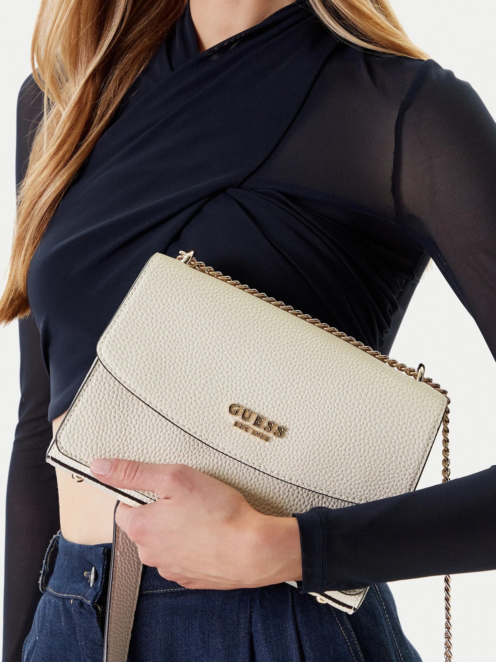 Bolsos de Hombro Mujer Crema Guess