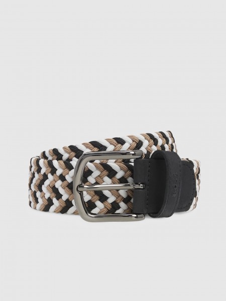 Cinturon Hombre Negro Con Blanco Boss