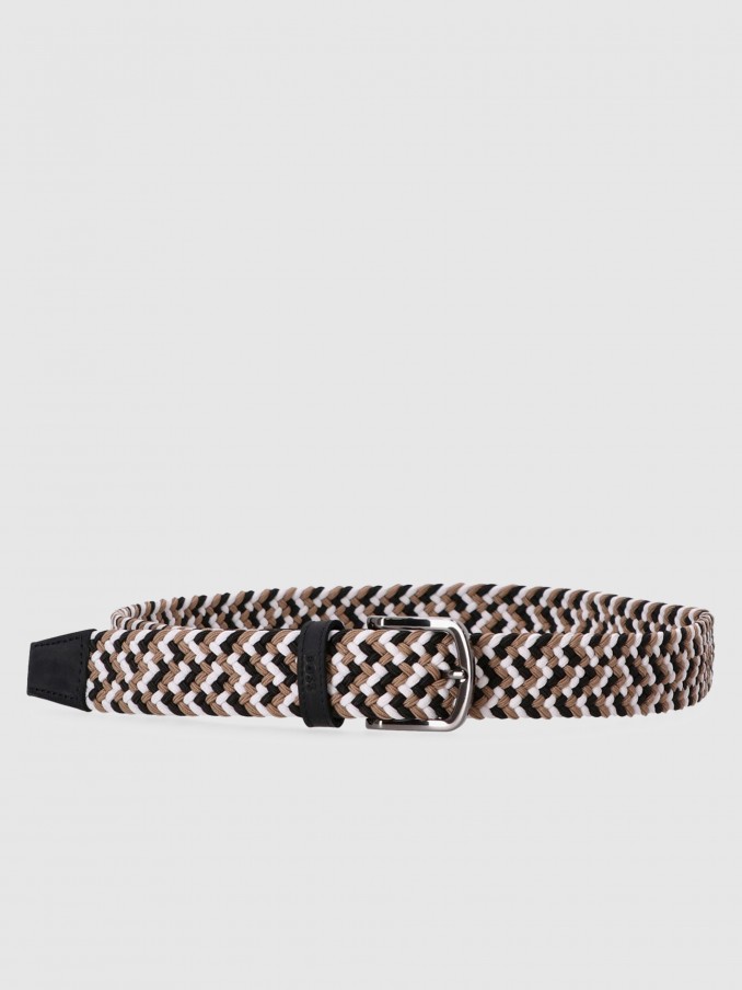 Cinturon Hombre Negro Con Blanco Boss
