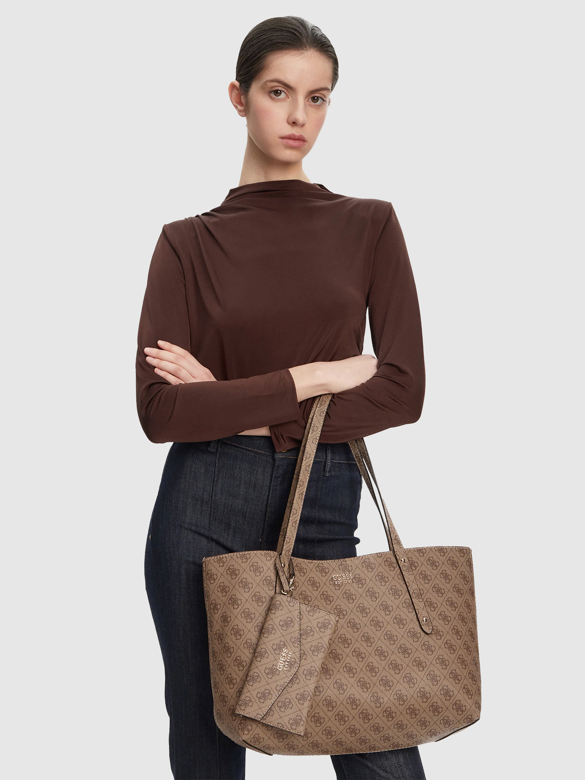 Bolsos de Mano Mujer Beige Guess