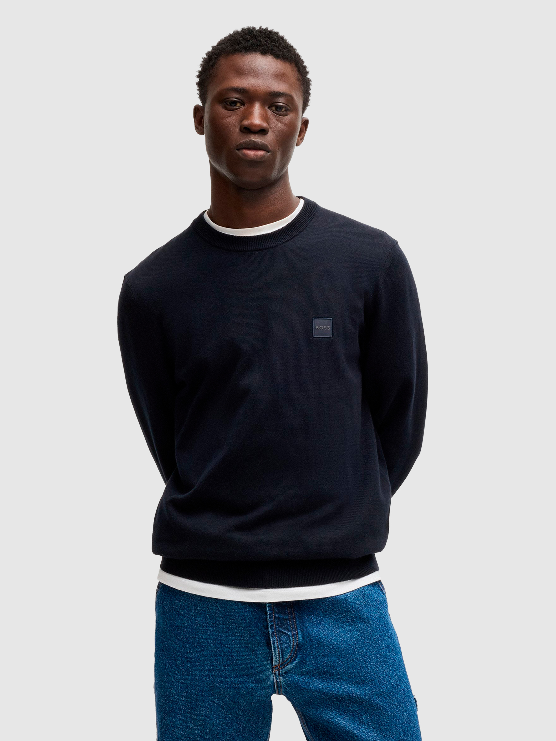 Pullover Man Navy Blue Boss Orange
