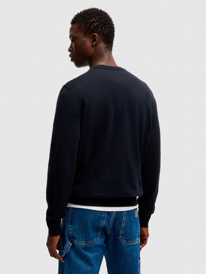 Pullover Man Navy Blue Boss Orange