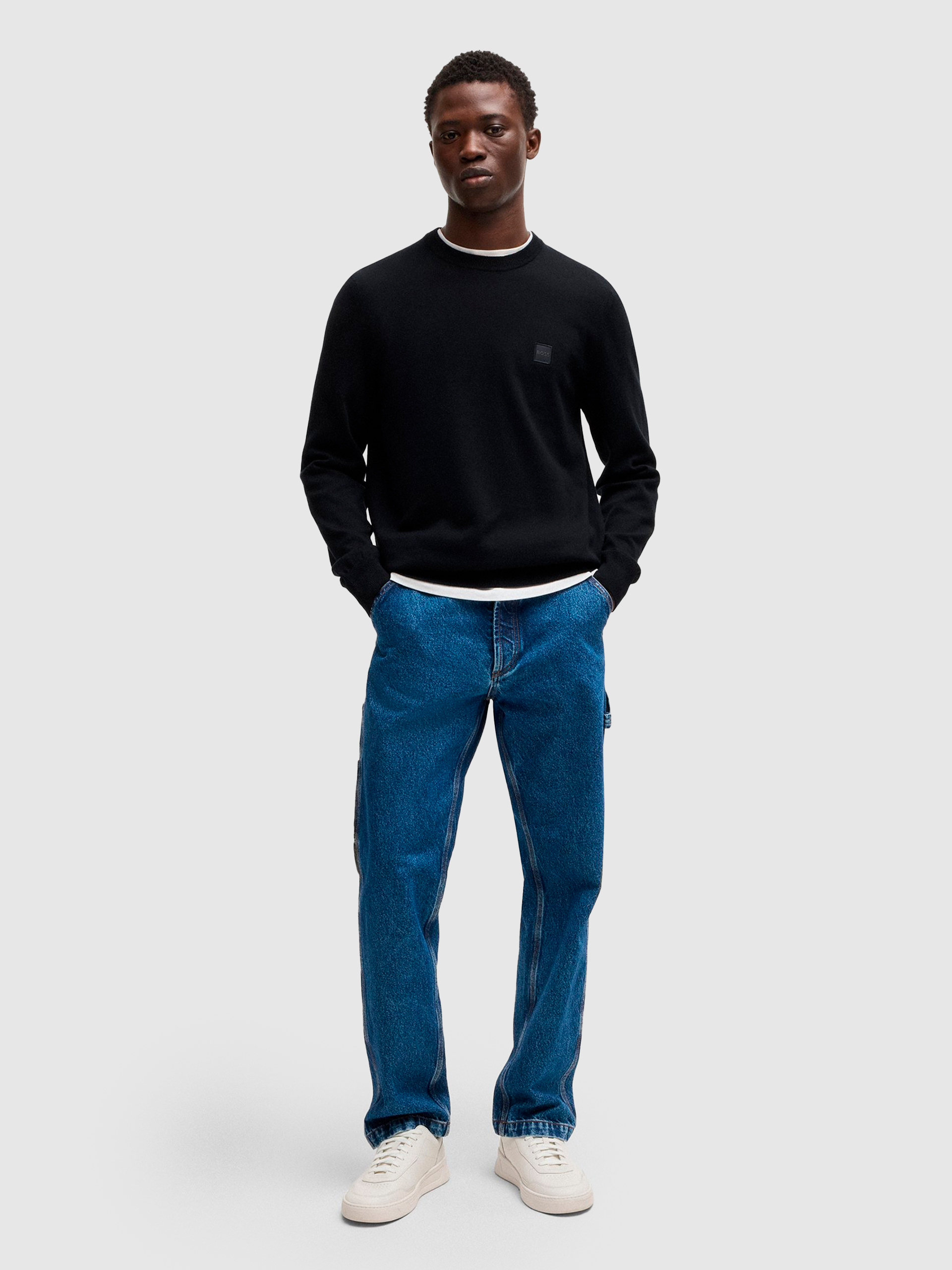 Pullover Man Navy Blue Boss Orange