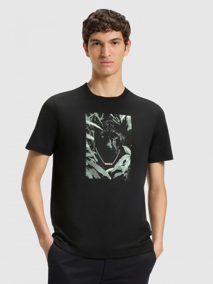 Camiseta Hombre Negro Boss Orange