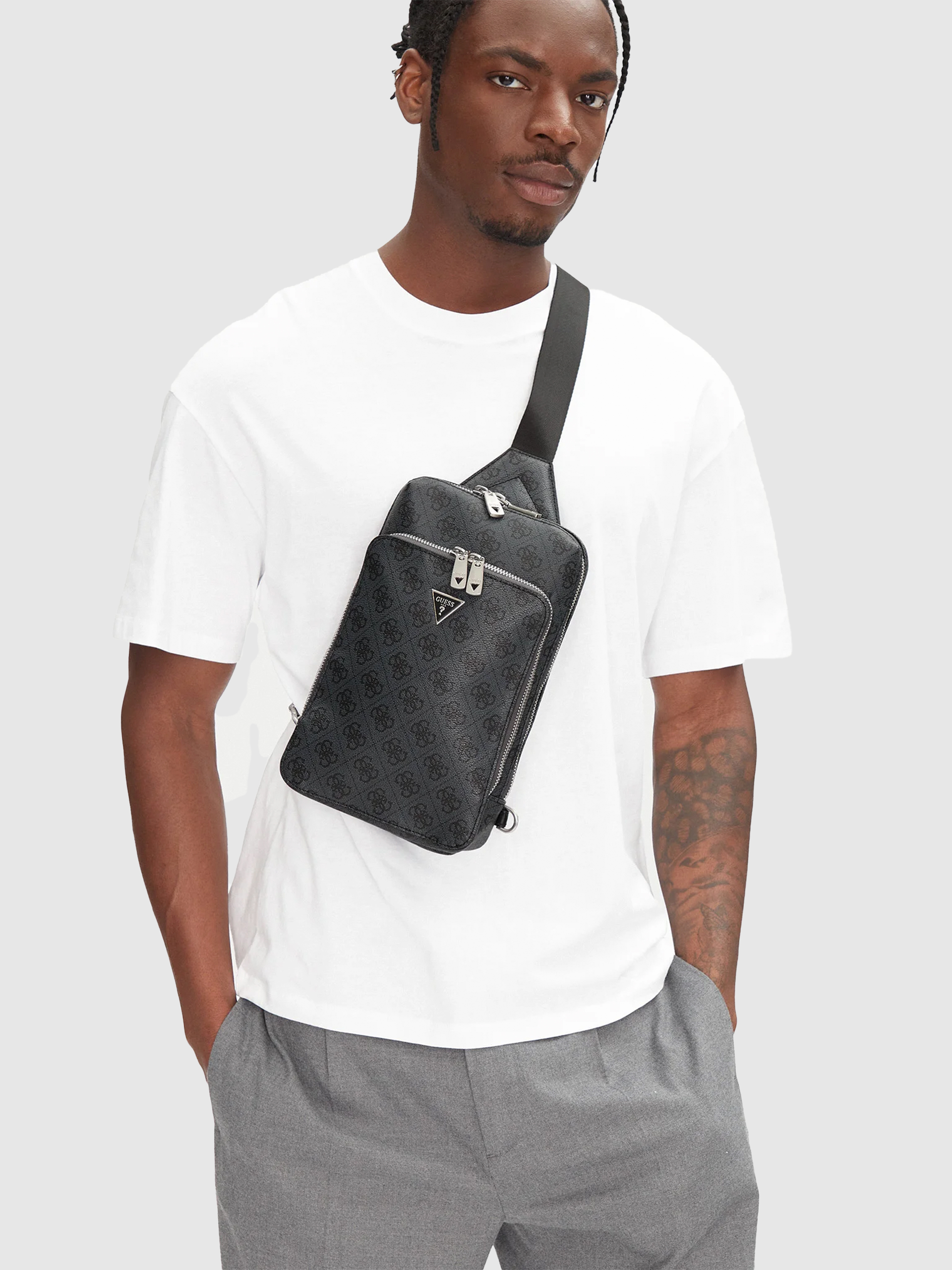 Bolsos de Hombro Hombre Negro Guess