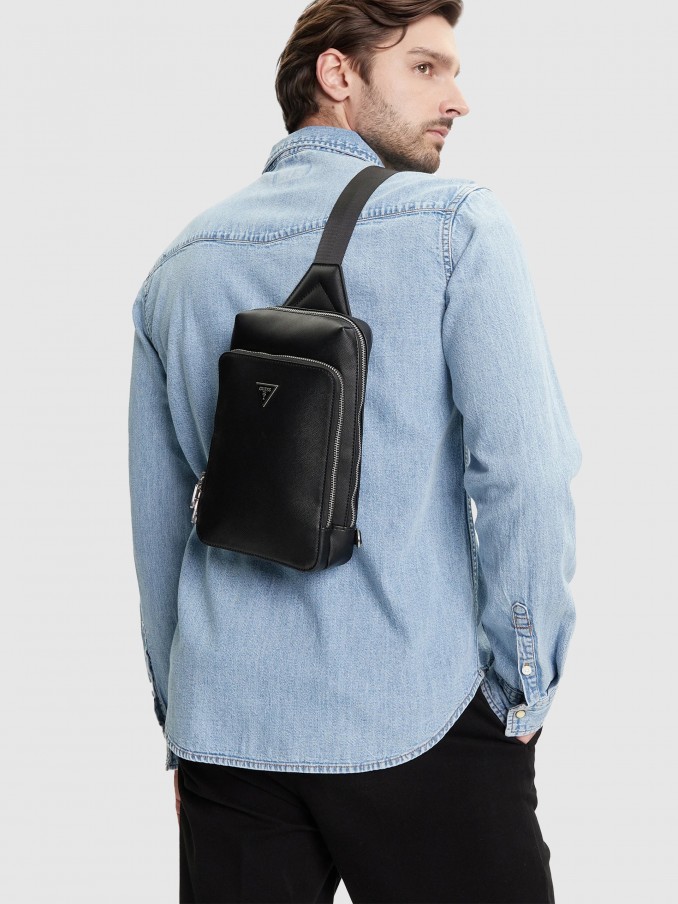 Bolsos de Hombro Hombre Negro Guess