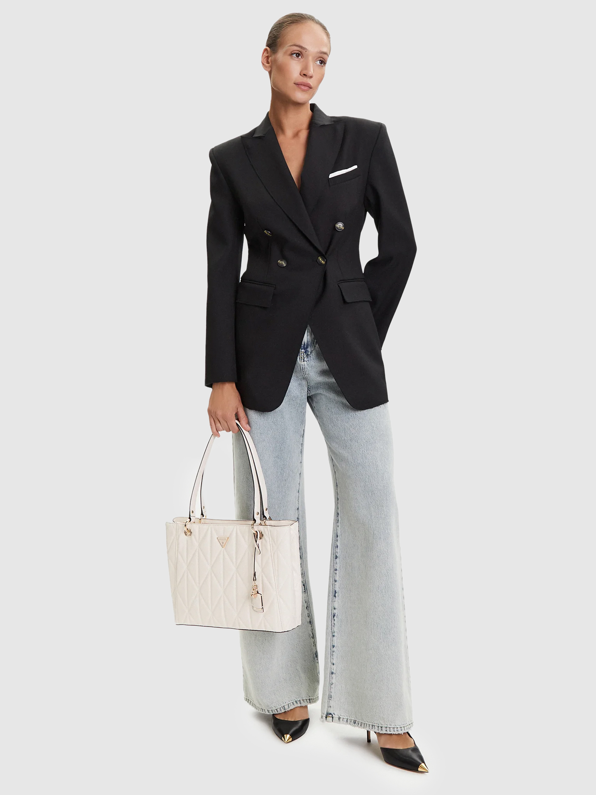 Bolsos de Mano Mujer Crema Guess