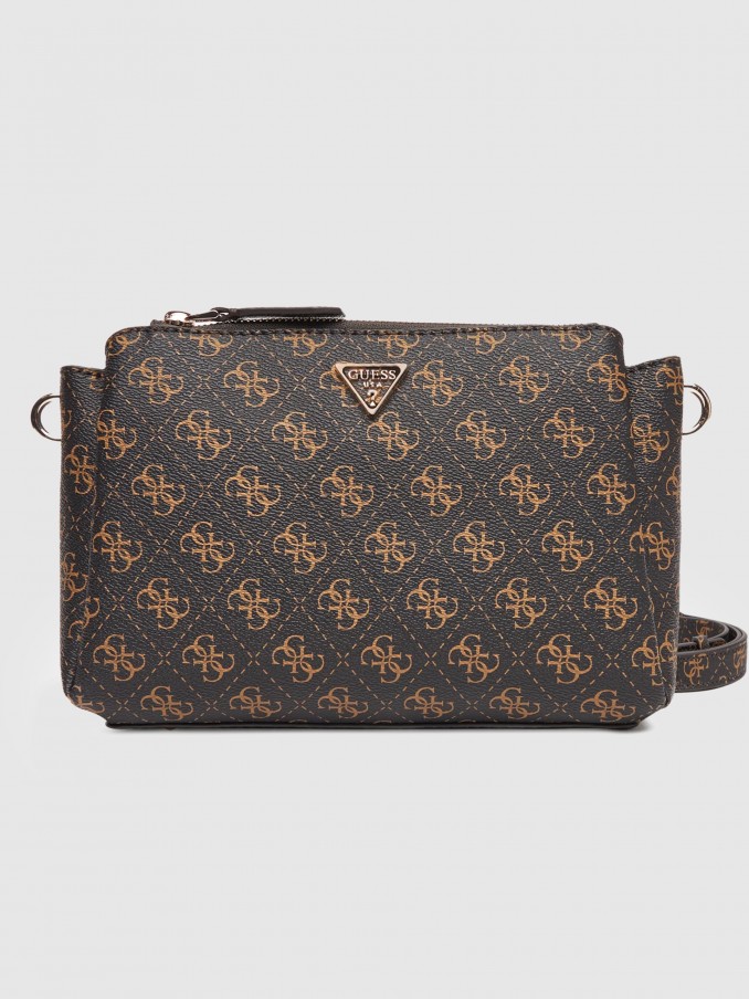 Bolsos de Hombro Mujer (Negro Con Marrn Guess