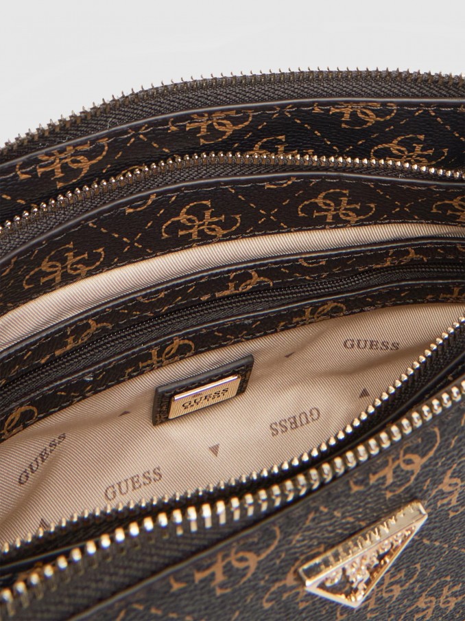 Bolsos de Hombro Mujer (Negro Con Marrón Guess