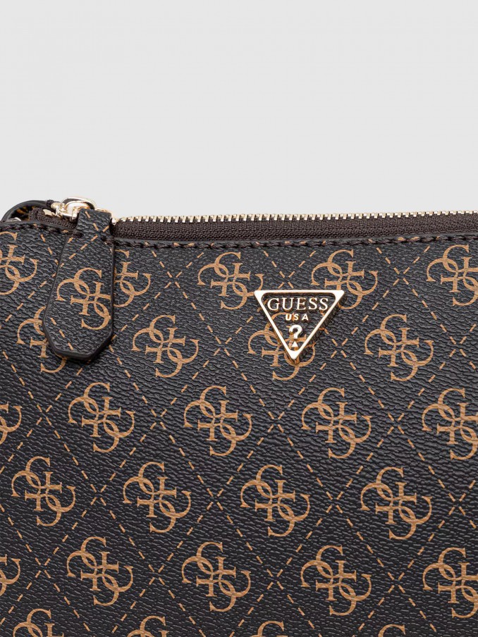 Bolsos de Hombro Mujer (Negro Con Marrón Guess