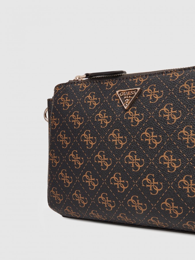 Bolsos de Hombro Mujer (Negro Con Marrón Guess