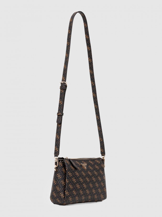 Bolsos de Hombro Mujer (Negro Con Marrón Guess