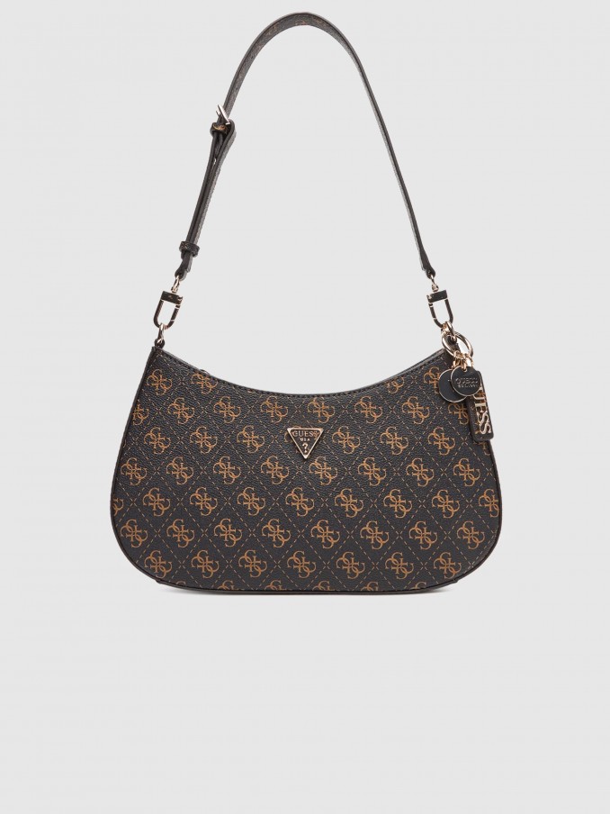 Bolsos de Hombro Mujer (Negro Con Marrn Guess