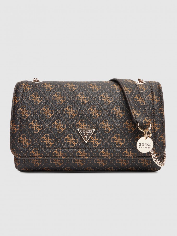 Bolsos de Hombro Mujer (Negro Con Marrn Guess