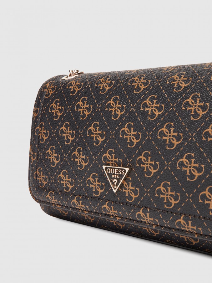 Bolsos de Hombro Mujer (Negro Con Marrón Guess