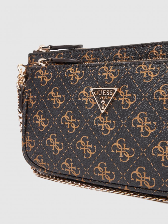 Bolsos de Hombro Mujer (Negro Con Marrón Guess