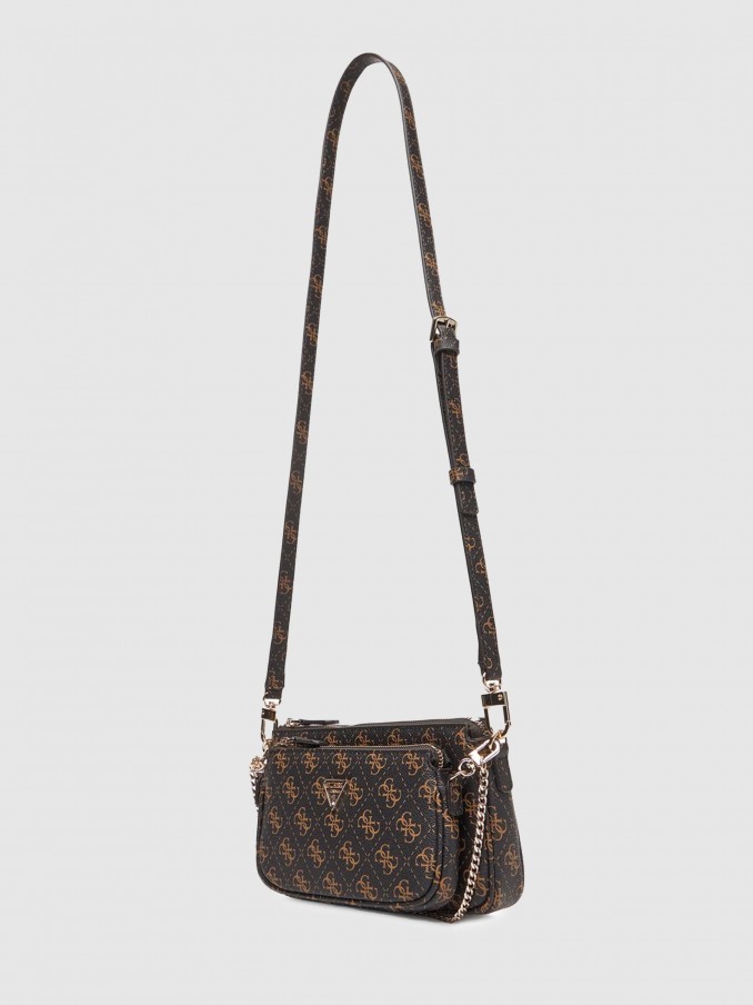 Bolsos de Hombro Mujer (Negro Con Marrón Guess